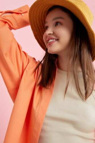 Cotton Poplin Shirt - Orange - Ladies