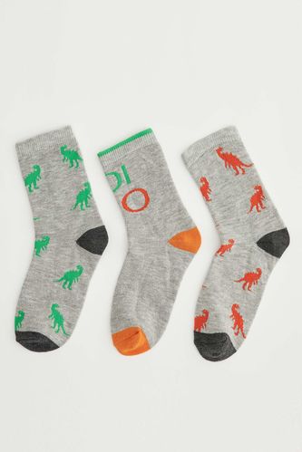 Erkek Çocuk Dinozor Desenli 3'lü Soket Çorap