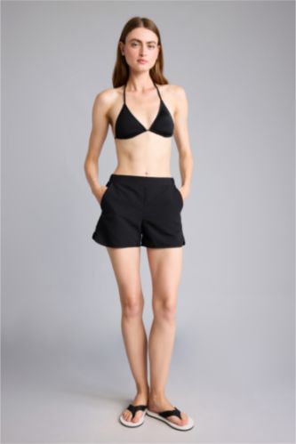 Kadın Siyah Regular Fit Deniz Şortu