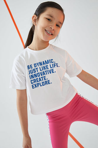 Girl Regular Fit Short-Sleeved Slogan T-Shirt