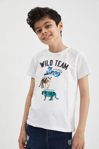 Boy Tiger Printed Short Sleeve T-Shirt