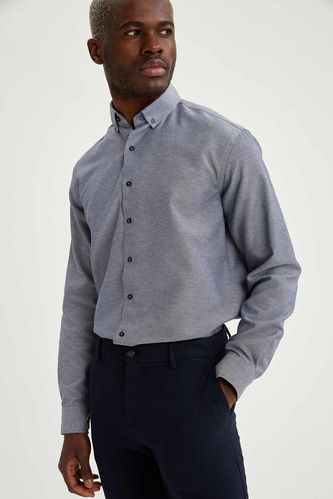 Polo Neck Long-Sleeved Shirt