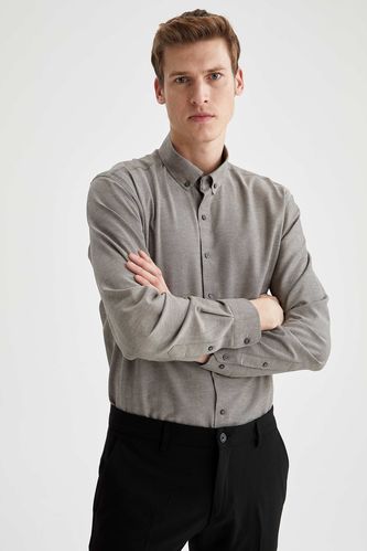 Polo Neck Long-Sleeved Shirt