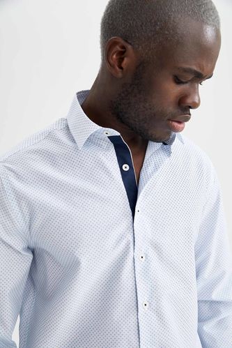 Slim Fit Desenli Klasik Uzun Kollu Gömlek