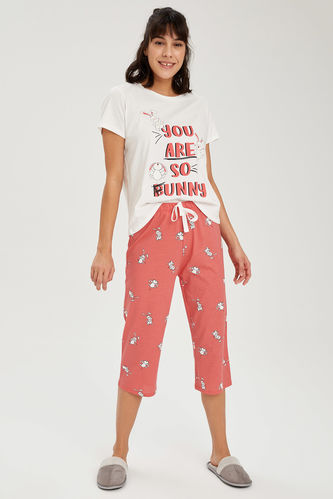 Short-Sleeved Regular Fit Knitted Funny Bunny Pyjamas