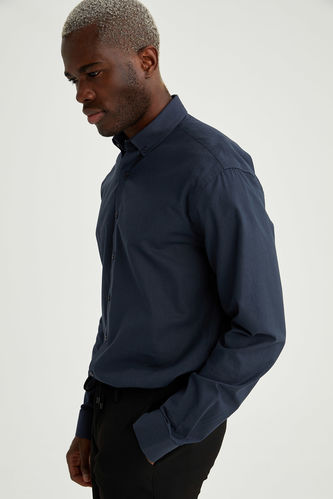 Modern Fit Polo Neck Long-Sleeved Shirt