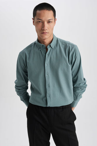 Green MAN Modern Fit Polo Neck Long Sleeve Shirt 2794528 | DeFacto