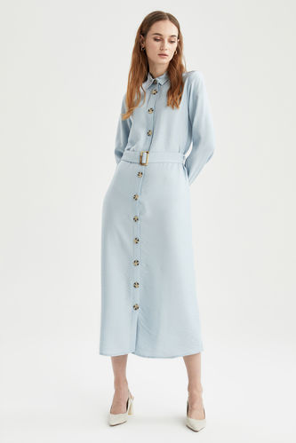 Modest- Long-Sleeved Regular Fit Woven Dress