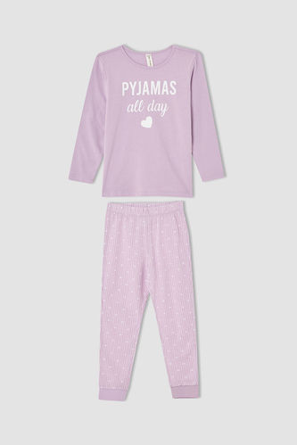 Kız Çocuk Yazı Baskılı Pijama Takımı
