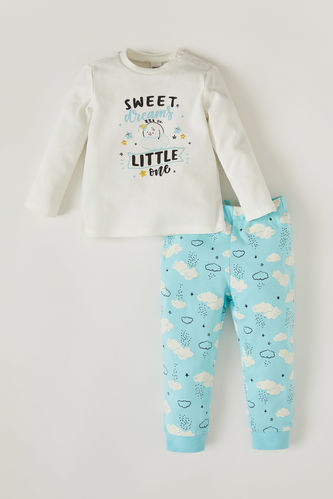 Erkek Bebek Bulut Desenli Pamuklu Pijama Takımı
