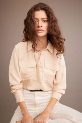 Woman Beige Regular Fit Long Sleeve Shirt