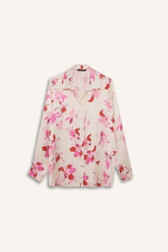 Oversize Fit Satin Long Sleeve Shirt