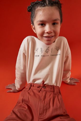 Kız Çocuk Organik Pamuklu Crop Sweatshirt