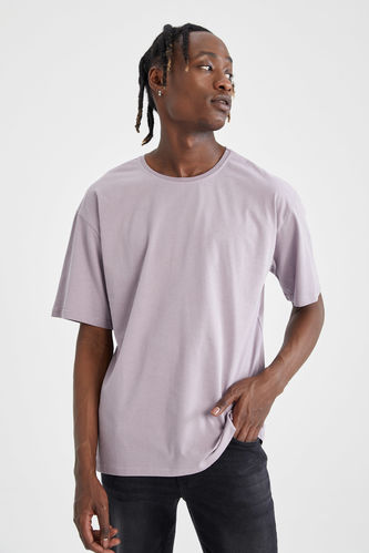 Oversize Fit Basic T-Shirt  aus Baumwolle