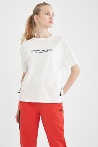 Slogan Baskılı Relax Fit Tişört