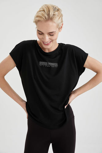 Relaxed Fit Short-Sleeved T-Shirt With Low Shoulder