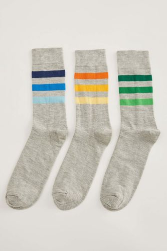 Renk Bloklu 3'lü Soket Tenis Çorabı