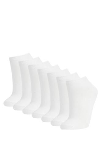 Women White Women's Cotton 7-Pack Short Socks