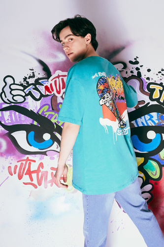 Coool Oversize Fit Sırtı Graffiti Baskılı Tişört