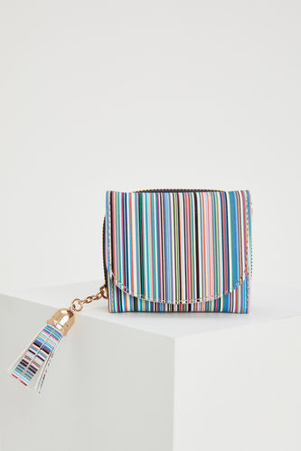 Small Thin Striped Zip Wallet