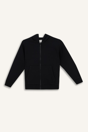 Boy Hooded Zippered Sweatshirt