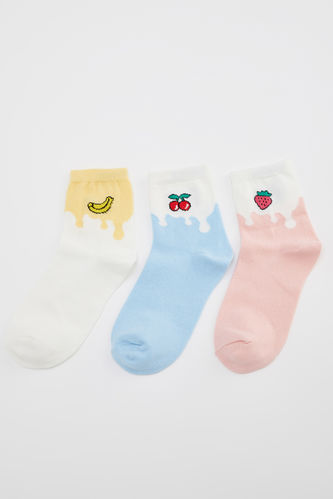 Meyve Desenli 3'lü Soket Çorap