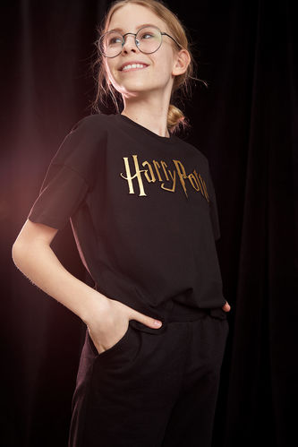 Kız Çocuk Harry Potter Lisanslı Crop Kısa Kollu Tişört