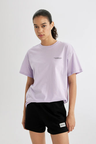 Defacto Fit T-shirt imprimé avec texte minimal coupe régulière