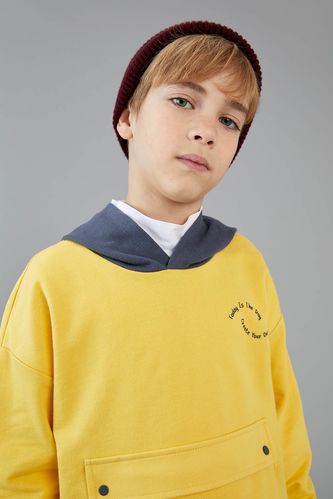 Erke Erkek Çocuk Oversize Zarf Cepli Organik Pamuk Sweatshirt