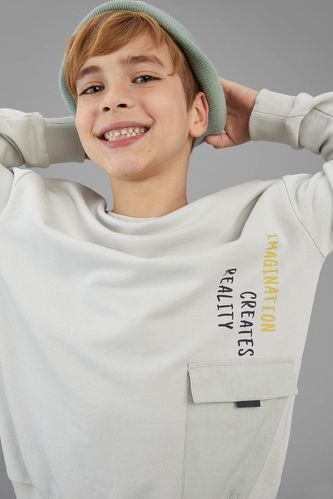 Erkek Çocuk Oversize Yazı Baskılı Sweatshirt