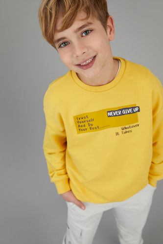 Erkek Çocuk Oversize Yazı Baskılı Organik Kumaş Sweatshirt
