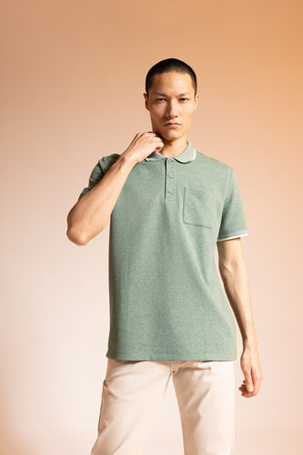 Regular Fit Polo Neck Stripe Detailed Short Sleeve T-Shirt