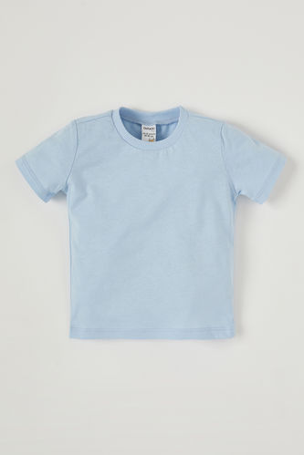 Elastic Hem Regular Fit Short-Sleeved Plain T-Shirt