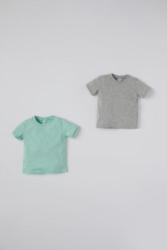 Unisex Basic 2 Piece Short Sleeve Cotton T-Shirt