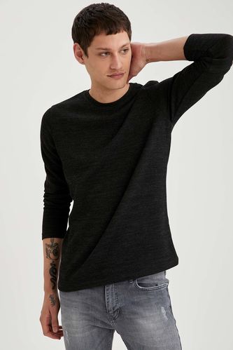Long-Sleeved Slim Fit Crew Neck T-Shirt