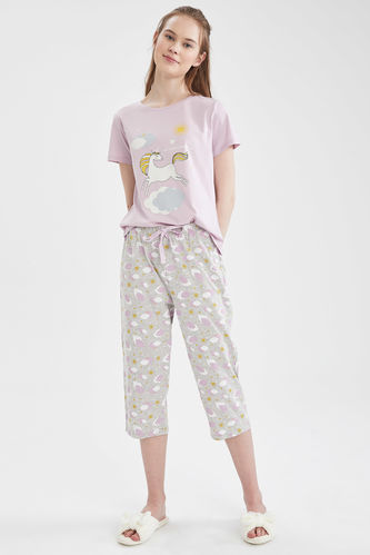 Relax Fit Unicorn Baskılı Kısa Kol Pijama Takımı