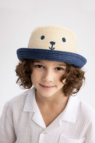Erkek Çocuk Desenli Hasır Şapka