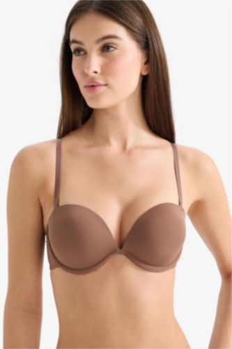 Woman Light Brown Fall in Love With Pad Bra