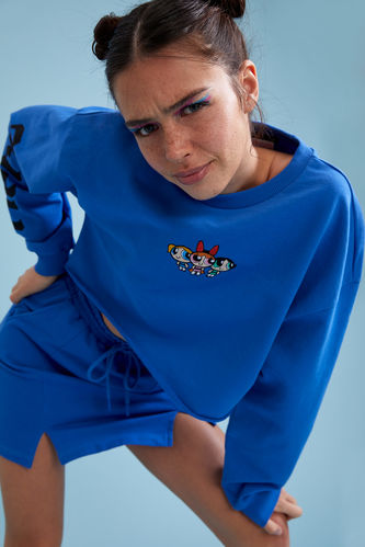Coool Powerpuff Girls Relax Fit Crop %100 Pamuk Sweatshirt