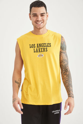 Los Angeles Lakers Lisanslı Oversize Fit Bisiklet Yaka Sırt Baskılı Kolsuz Tişört