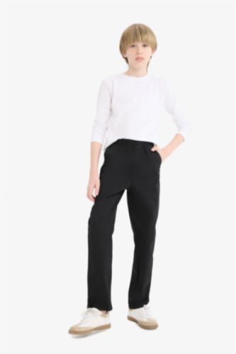 BOYS & TEENS Black Boy Straight Leg Gabardine Trousers