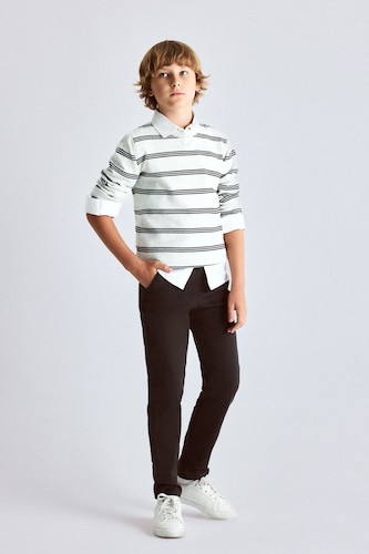 BOYS & TEENS Anthracite Boy Straight Leg Gabardine Trousers