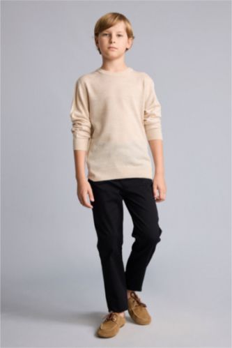 Young Boys - Teen Boys Black Regular Fit Gabardine Trousers