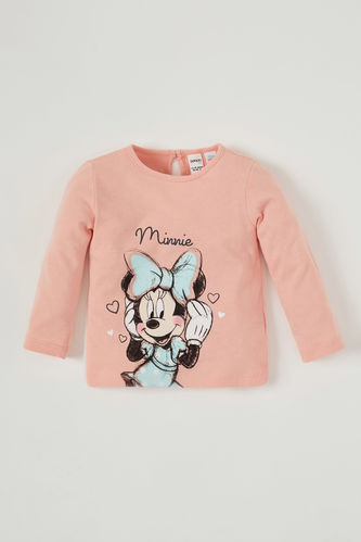 Kız Bebek Minnie Mouse Pamuklu Uzun Kol Tişört
