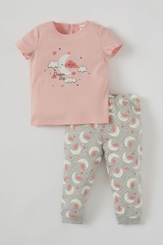 Пижама вязанная 2 шт. стандартного кроя облака с коротким рукавом из ткани суприм для малышей девочек