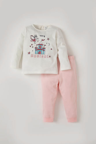 Kız Bebek Prenses Baskılı Pamuklu Pijama Takımı