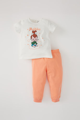 Пижама вязанная 2 шт. стандартного кроя с коротким рукавом из ткани суприм для малышей девочек
