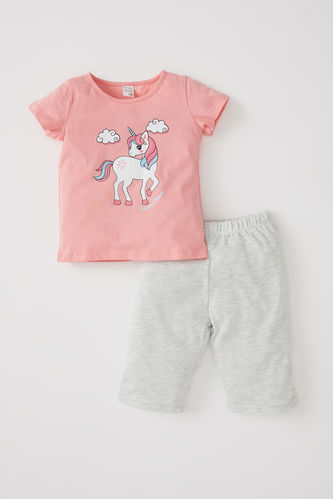 Ensemble de pyjama à manches courtes imprimé licorne pour bébé fille