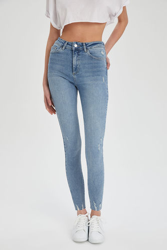 Vintage Skinny белі жоғары джинсы шалбар