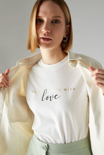 T-shirt oversize en coton à lettres minimales